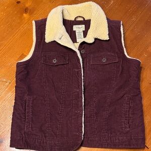 L.L. Bean Maroon Corduroy Vest with Cream Lining